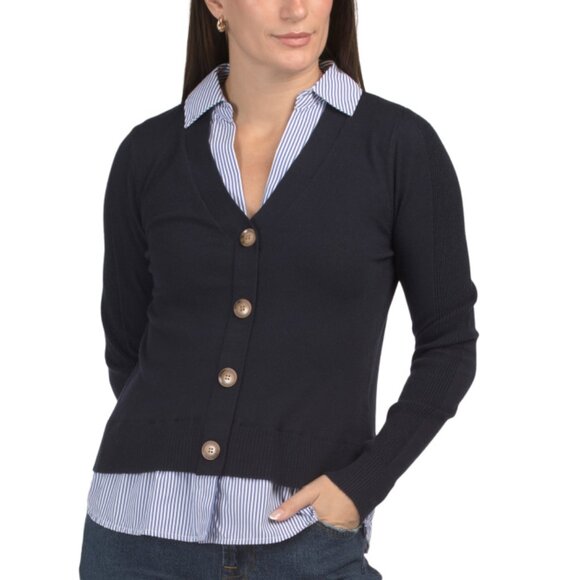 ALMOST FAMOUS Blueprint Long Sleeve Shirt Tail Hem Duster Sweater - Picture 1 of 2